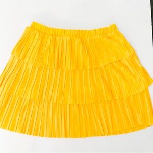 GOLDEN YELLOW TIERED THINK PLEATED MINI SKIRT ZARA WOMEN